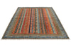 6x8 Multicolor and Brown Turkish Tribal Rug