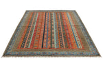 6x8 Multicolor and Brown Turkish Tribal Rug