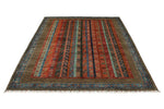 6x8 Multicolor and Brown Turkish Tribal Rug