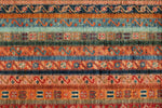 6x8 Multicolor and Brown Turkish Tribal Rug