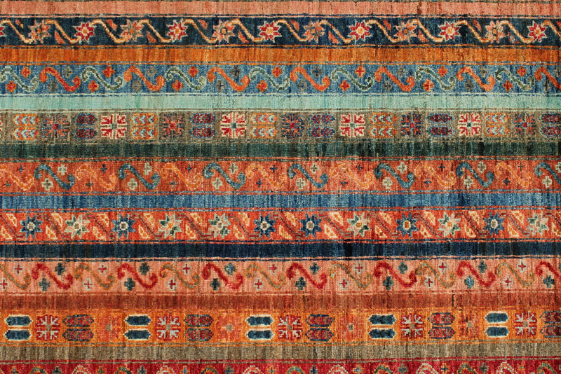 6x8 Multicolor and Brown Turkish Tribal Rug