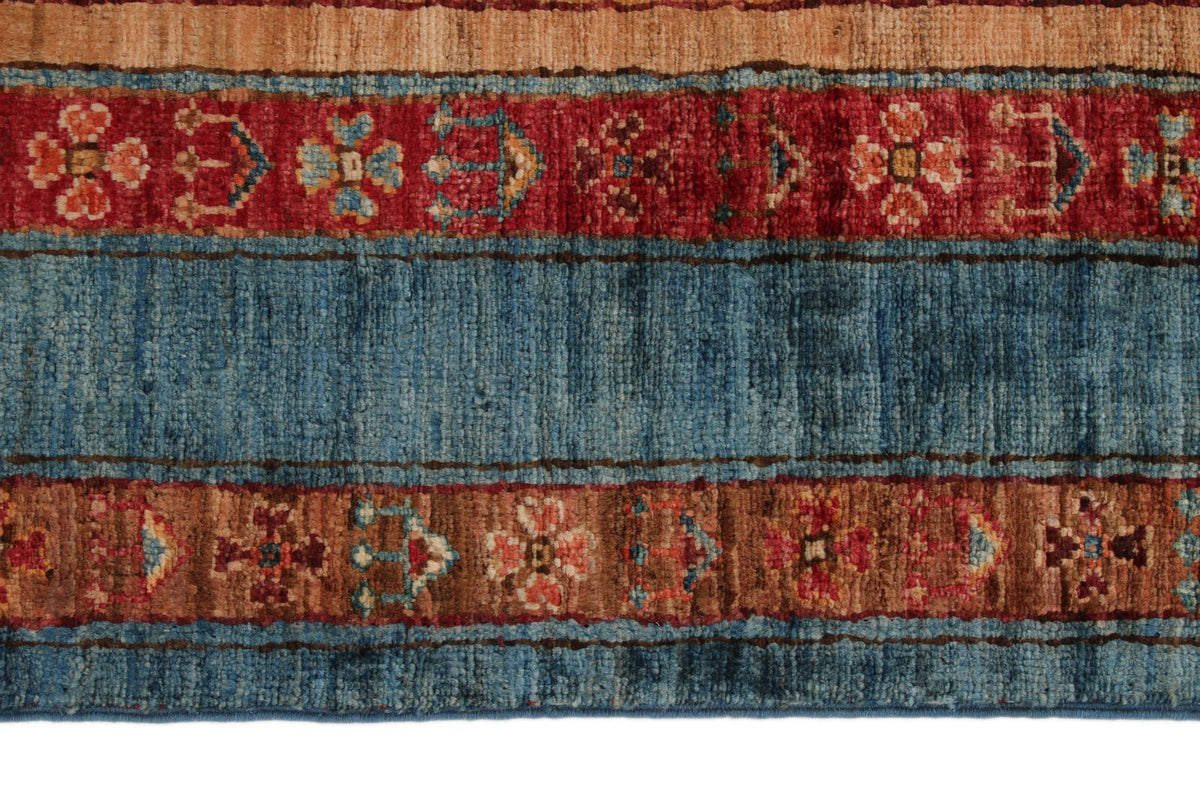 6x9 Multicolor and Blue Turkish Tribal Rug