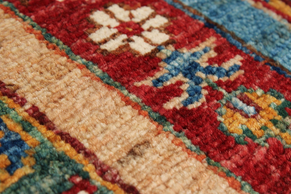 6x8 Multicolor and Navy Turkish Tribal Rug