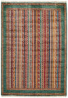 6x8 Multicolor and Green Turkish Tribal Rug