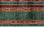 6x8 Multicolor and Green Turkish Tribal Rug