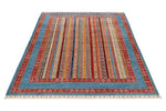 5x7 Multicolor and Blue Turkish Tribal Rug