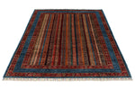 5x7 Multicolor and Blue Turkish Tribal Rug