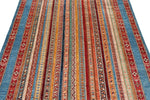5x7 Multicolor and Blue Turkish Tribal Rug