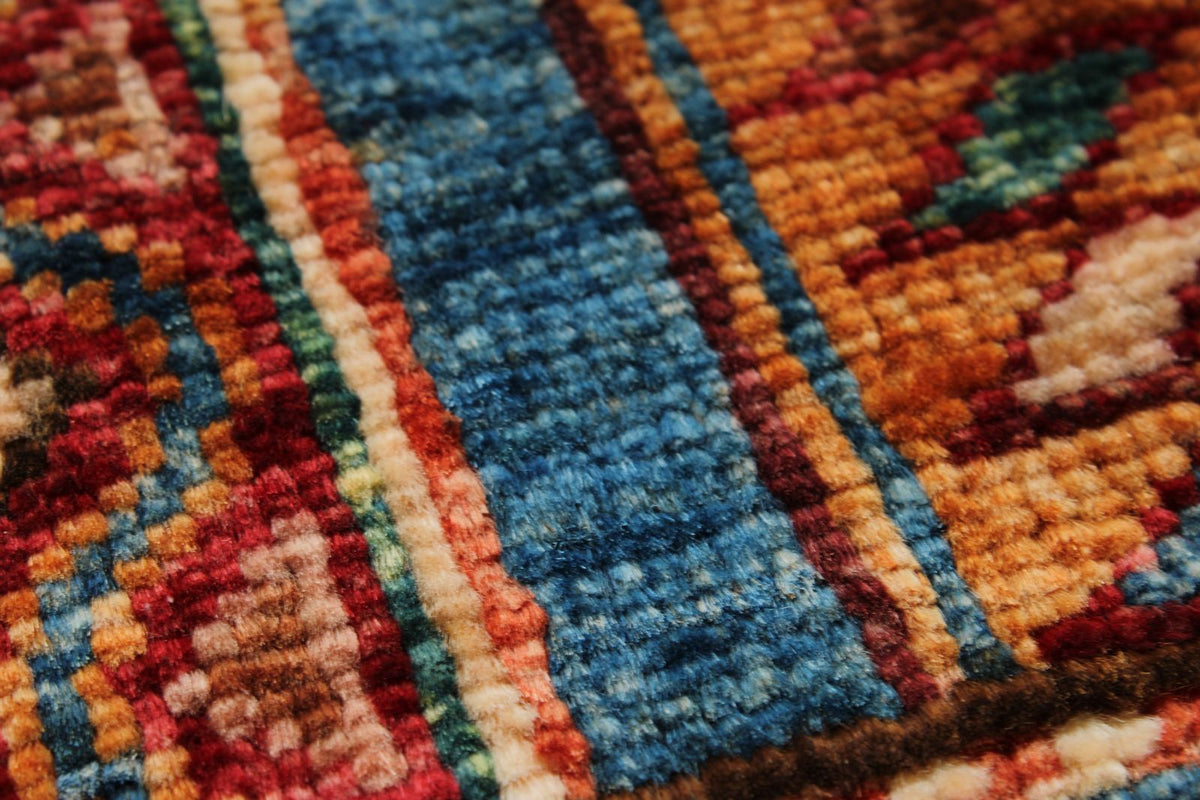 5x7 Multicolor and Blue Turkish Tribal Rug