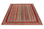 5x7 Multicolor and Burgundy Turkish Tribal Rug