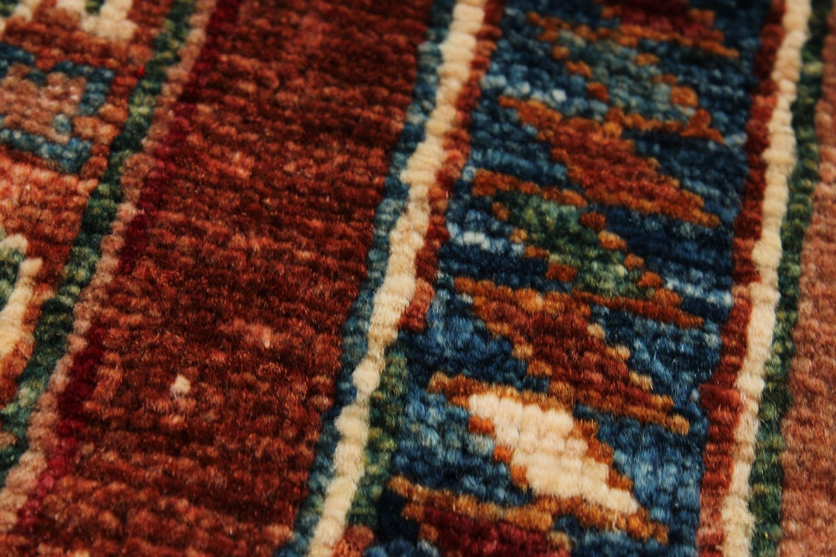 5x7 Multicolor and Burgundy Turkish Tribal Rug