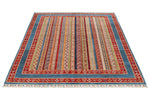 5x6 Multicolor and Blue Turkish Tribal Rug