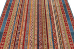 5x6 Multicolor and Blue Turkish Tribal Rug