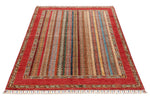 4x6 Multicolor and Red Turkish Tribal Rug