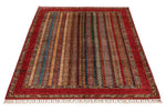 4x6 Multicolor and Red Turkish Tribal Rug