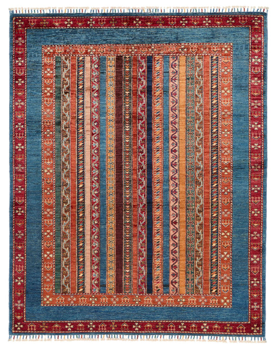 5x6 Multicolor and Blue Turkish Tribal Rug