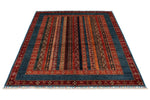 5x6 Multicolor and Blue Turkish Tribal Rug