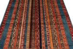 5x6 Multicolor and Blue Turkish Tribal Rug