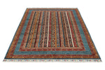 5x7 Multicolor and Blue Turkish Tribal Rug