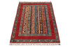 3x4 Red and Multicolor Turkish Tribal Rug