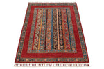 3x4 Red and Multicolor Turkish Tribal Rug