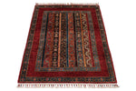 3x4 Red and Multicolor Turkish Tribal Rug