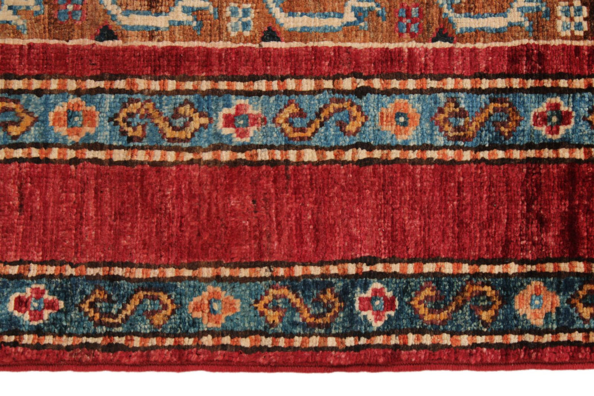 3x4 Red and Multicolor Turkish Tribal Rug