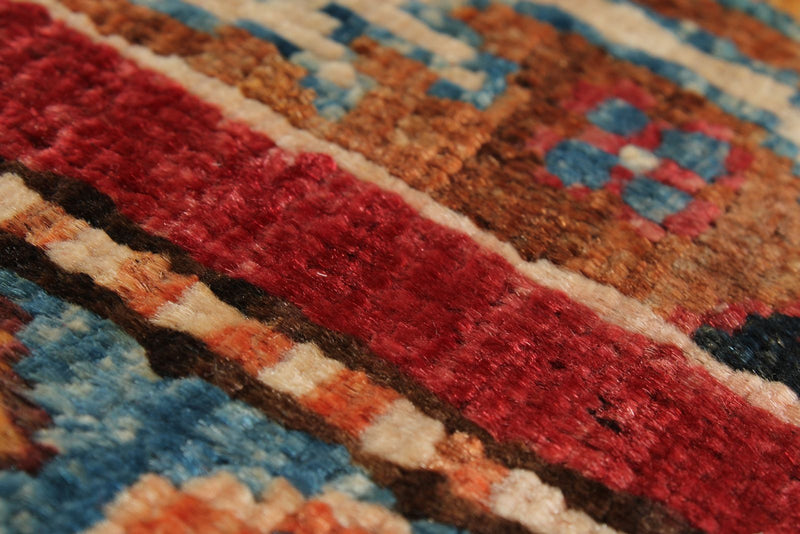 3x4 Red and Multicolor Turkish Tribal Rug