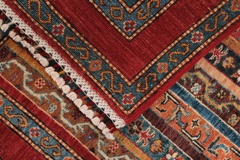 3x4 Red and Multicolor Turkish Tribal Rug