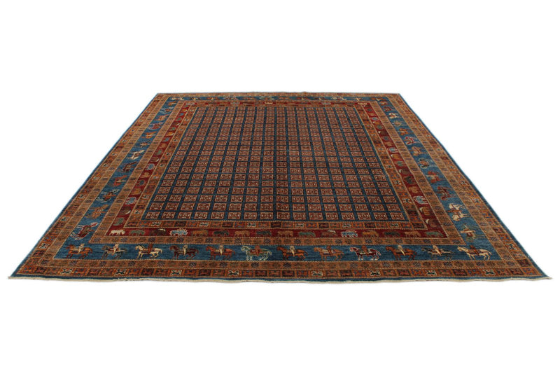 10x13 Navy and Blue Turkish Tribal Rug