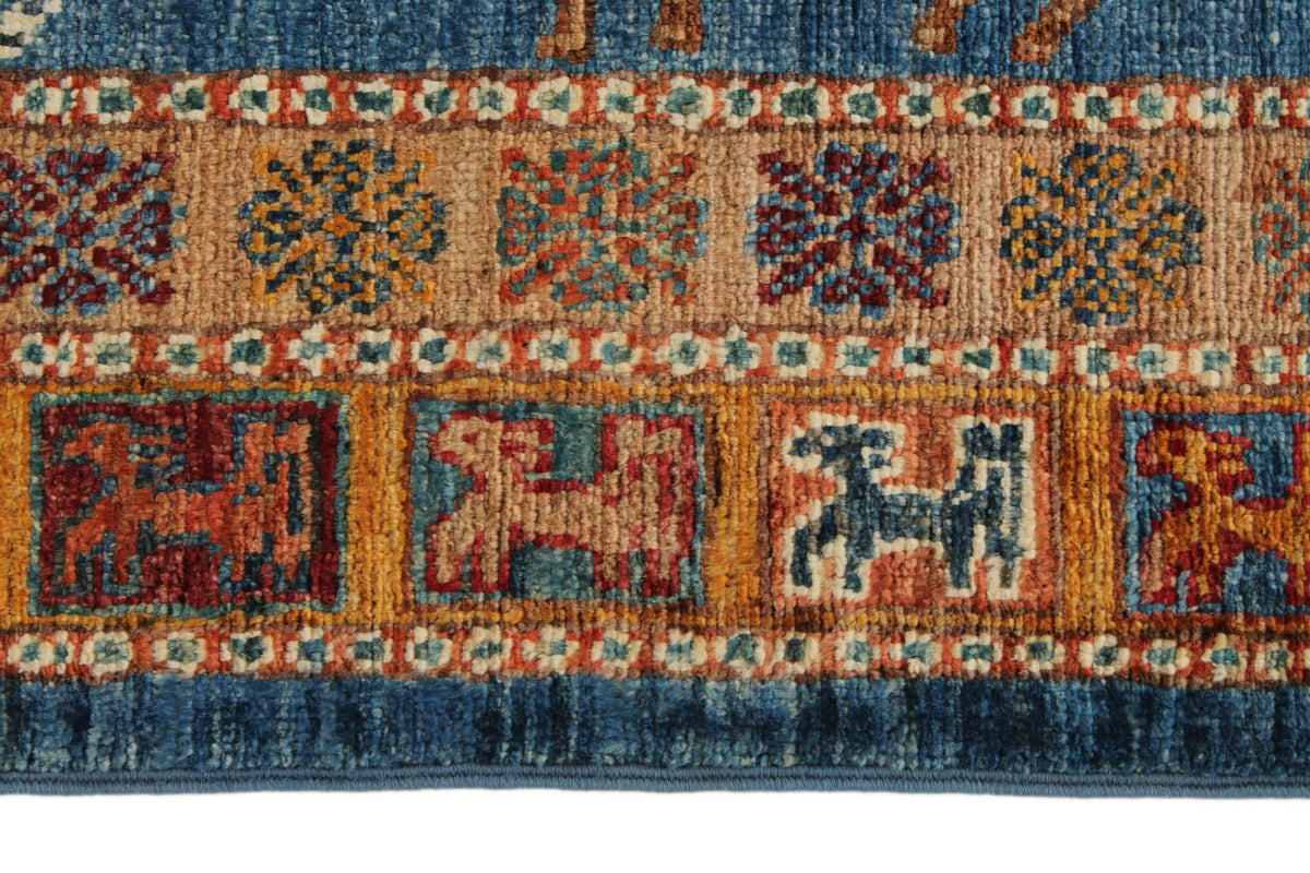 10x13 Navy and Blue Turkish Tribal Rug