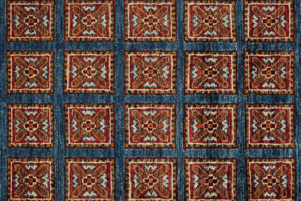 10x13 Navy and Blue Turkish Tribal Rug