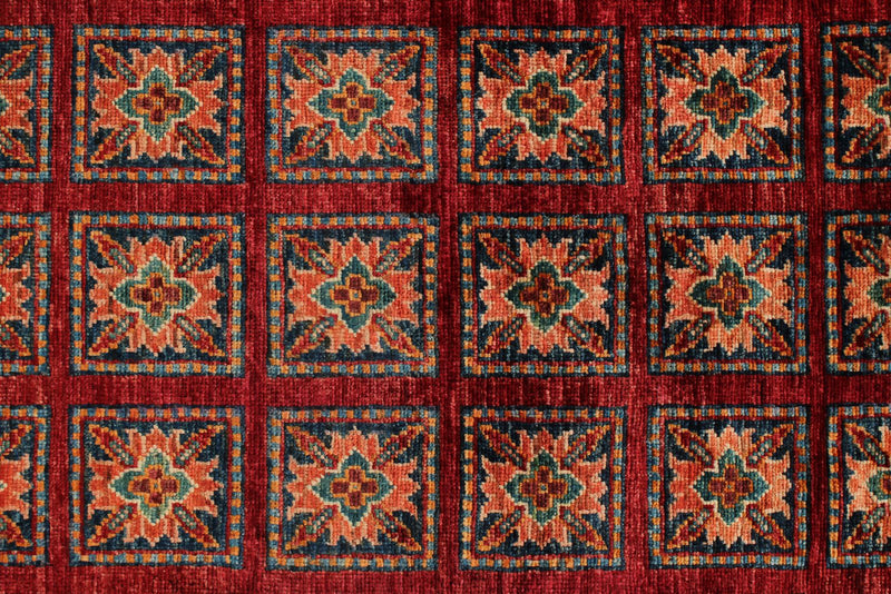 10x13 Burgundy and Navy Turkish Tribal Rug