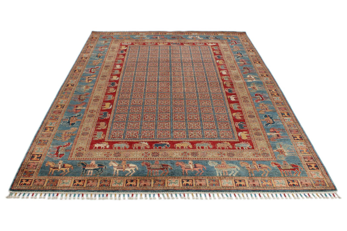6x9 Red and Blue Turkish Tribal Rug