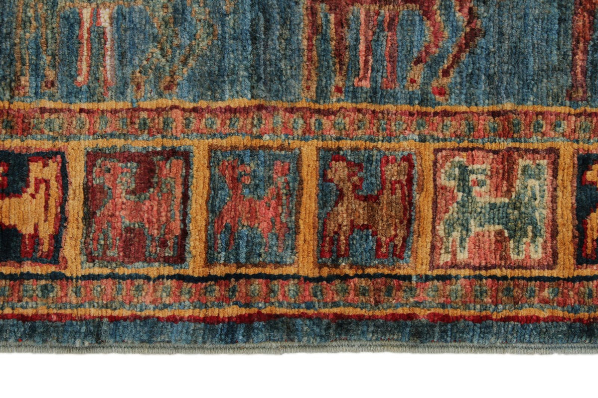 6x9 Red and Blue Turkish Tribal Rug
