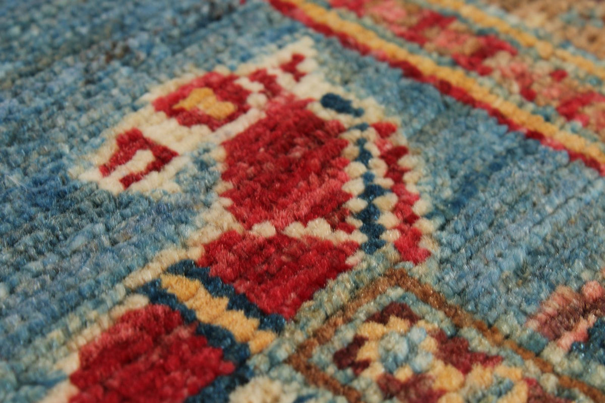6x9 Red and Blue Turkish Tribal Rug