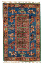 3x4 Navy and Multicolor Anatolian Traditional Rug