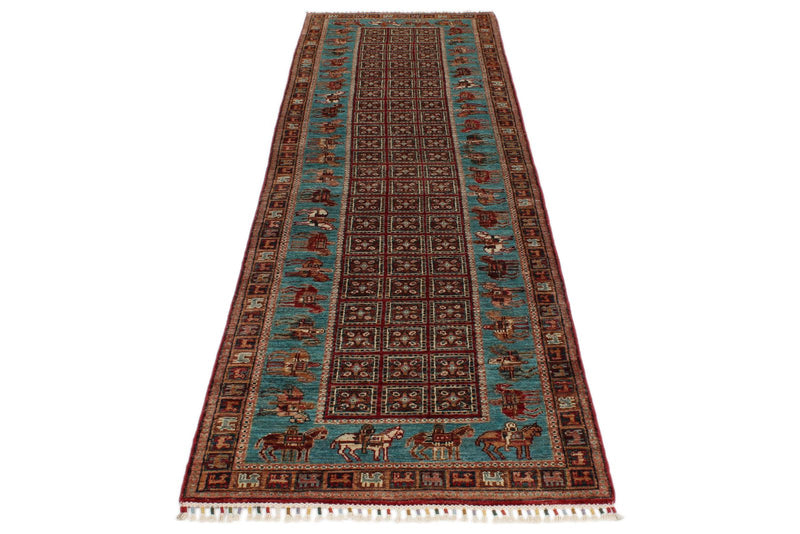 3x10 Multicolor and Blue Kazak Tribal Runner