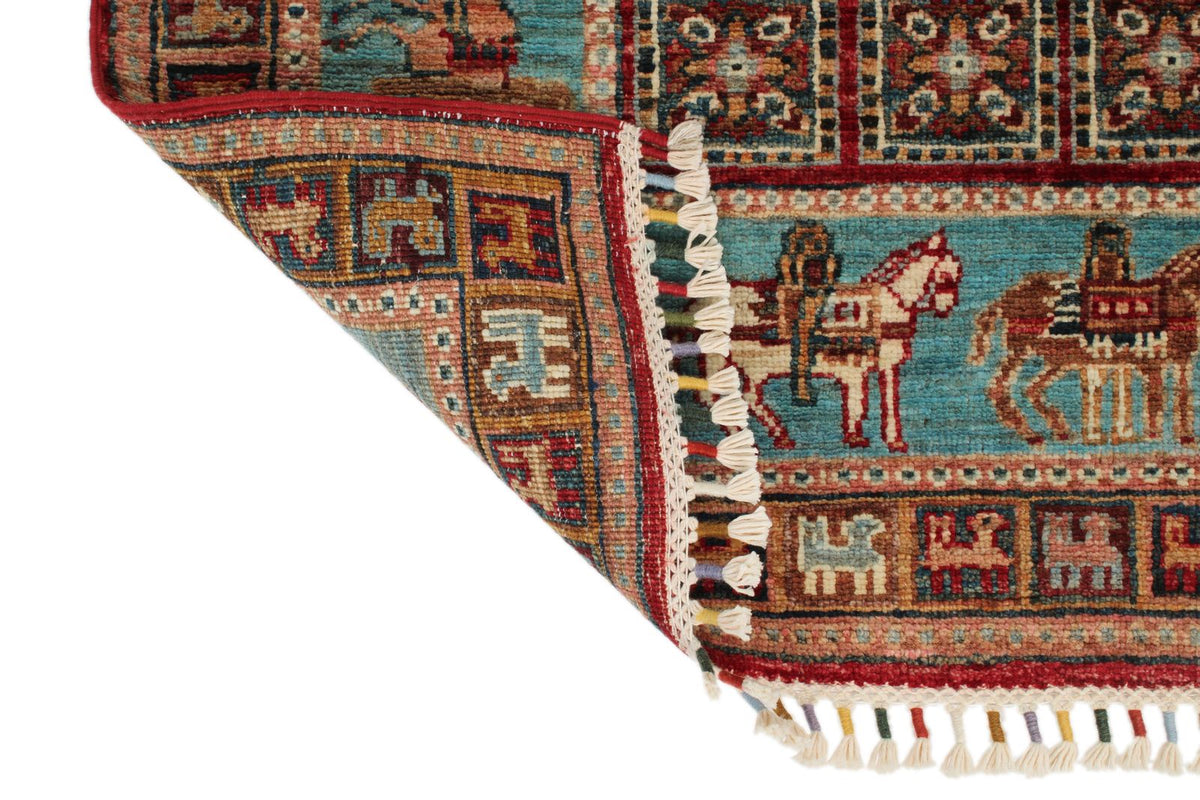 3x10 Multicolor and Blue Kazak Tribal Runner