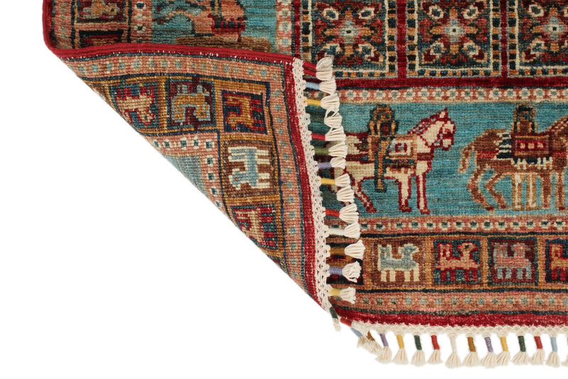 3x10 Multicolor and Blue Kazak Tribal Runner