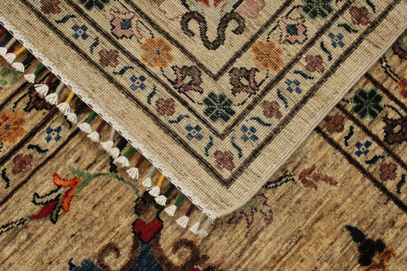 10x13 Camel and Multicolor Turkish Tribal Rug