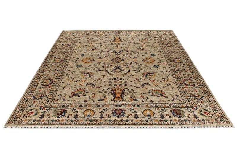 10x13 Camel and Multicolor Turkish Tribal Rug