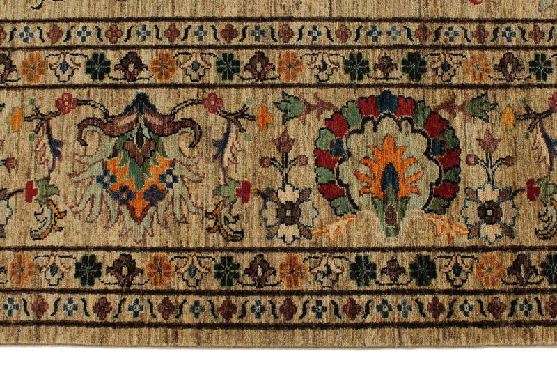 10x13 Camel and Multicolor Turkish Tribal Rug