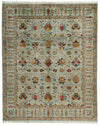 8x10 Light Blue and Multicolor Turkish Tribal Rug