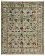 8x10 Light Blue and Multicolor Turkish Tribal Rug
