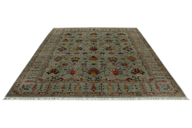 8x10 Light Blue and Multicolor Turkish Tribal Rug