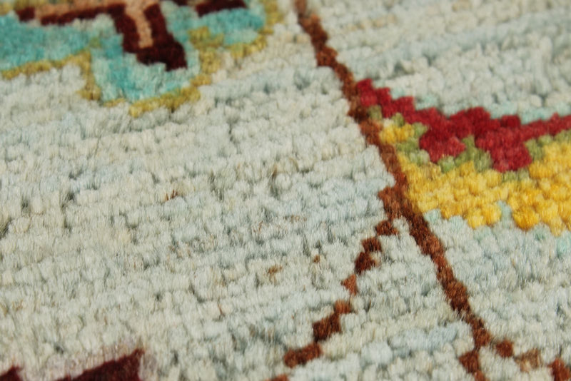 8x10 Light Blue and Multicolor Turkish Tribal Rug