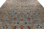 10x13 Gray and Multicolor Turkish Tribal Rug