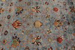 10x13 Gray and Multicolor Turkish Tribal Rug