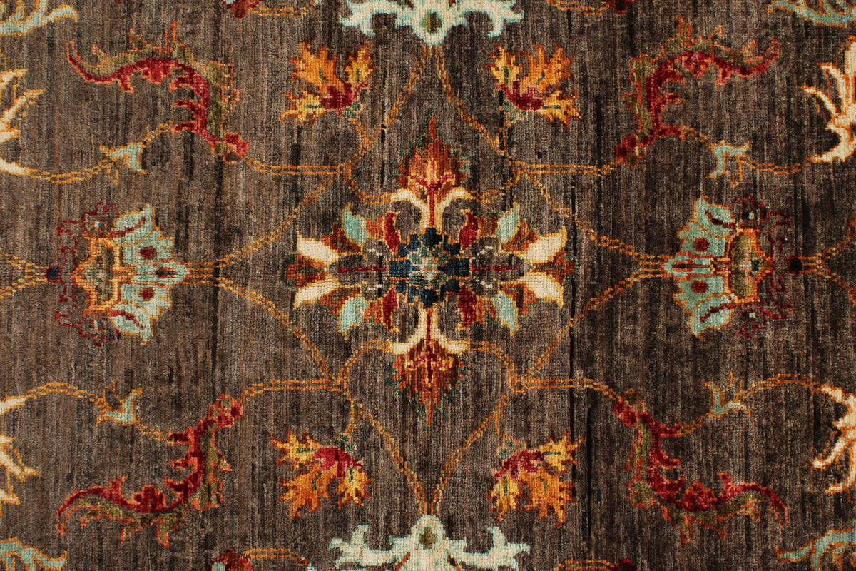 6x8 Brown and Multicolor Turkish Tribal Rug